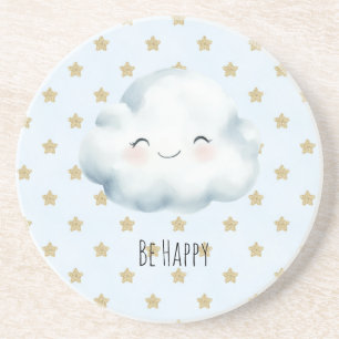 Posavasos Nube Feliz Azul Estrellas Doradas