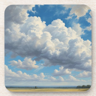 Posavasos Nubes blancas y cielo azul despejado