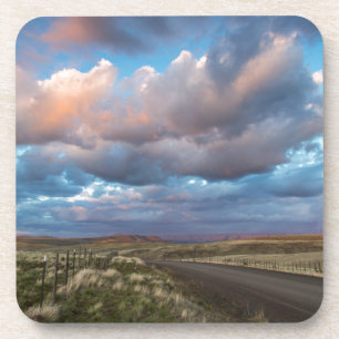 Posavasos Nubes de puesta de sol sobre la carretera de prade
