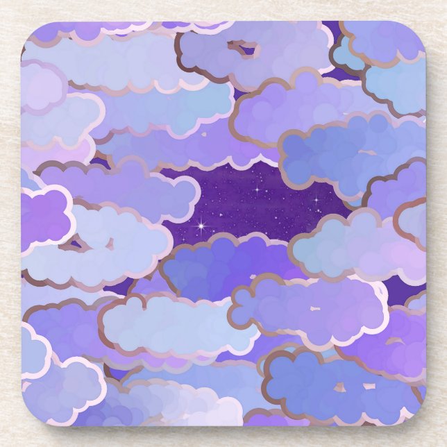 Posavasos Nubes japonesas, luz torácica, violeta y púrpura p (Frente)