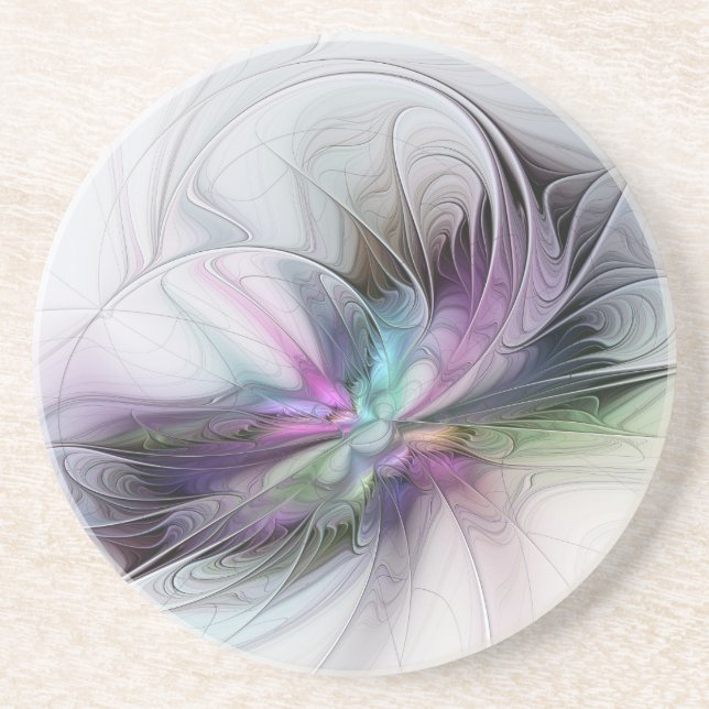 Posavasos Nueva vida, arte fantástico abstracto fractal colo (Frente)