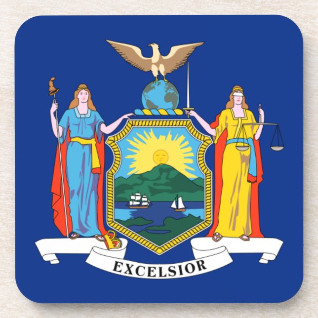 Posavasos Nueva York: El Estado Imperial, bandera de la Gran (Frente)