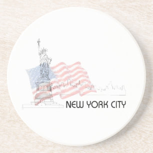 Posavasos Nueva York - Estatua de la Libertad Bandera de Est