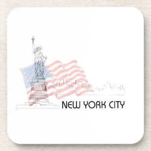 Posavasos Nueva York - Estatua de la Libertad Bandera de Est