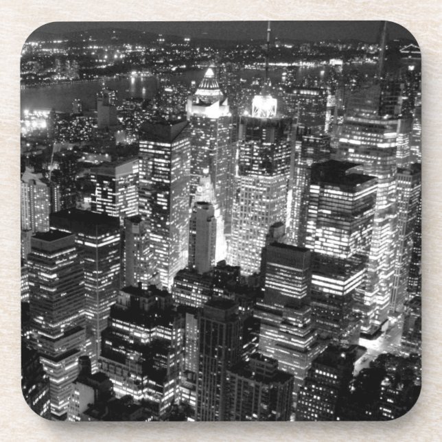 Posavasos Nueva York Nueva York Noche Black & White (Frente)