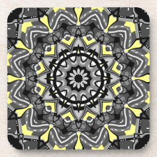 Posavasos Nuevo Kaleidoscopio gris y amarillo