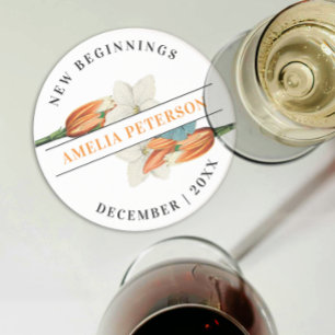 Posavasos Nuevos comienzos Retro White Lily Floral Retiremen