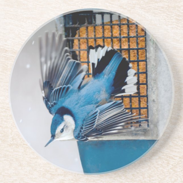 Posavasos Nuthatch blanco en nieve - foto original (Frente)