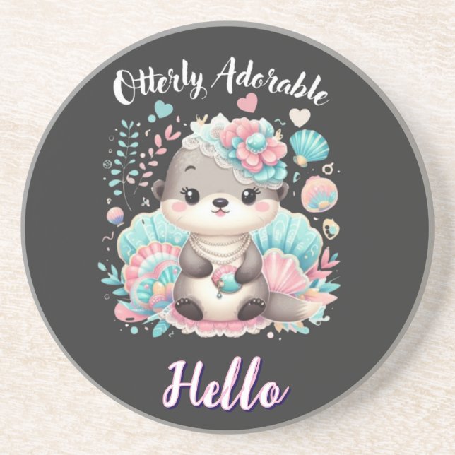 Posavasos Nutria adorable y kawaii (Frente)