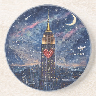 Posavasos NYC to Seattle Christmas Coaster