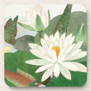 Posavasos Nymphaea lotus, grabado en madera japonés, 1917