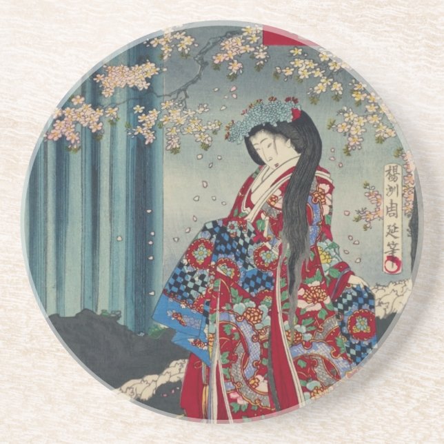 Posavasos Obra clásica japonesa de Guay del arte de señora (Frente)