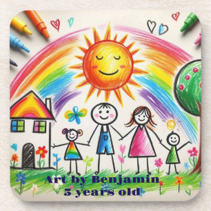 Posavasos Obra de arte infantil   Orgulloso Dibujo niños 