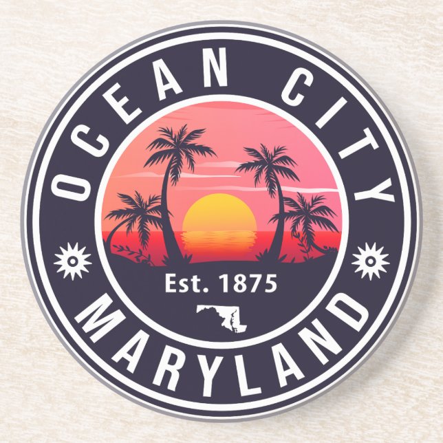 Posavasos Ocean City Maryland Retro Sunset Souvenirs 60 (Frente)