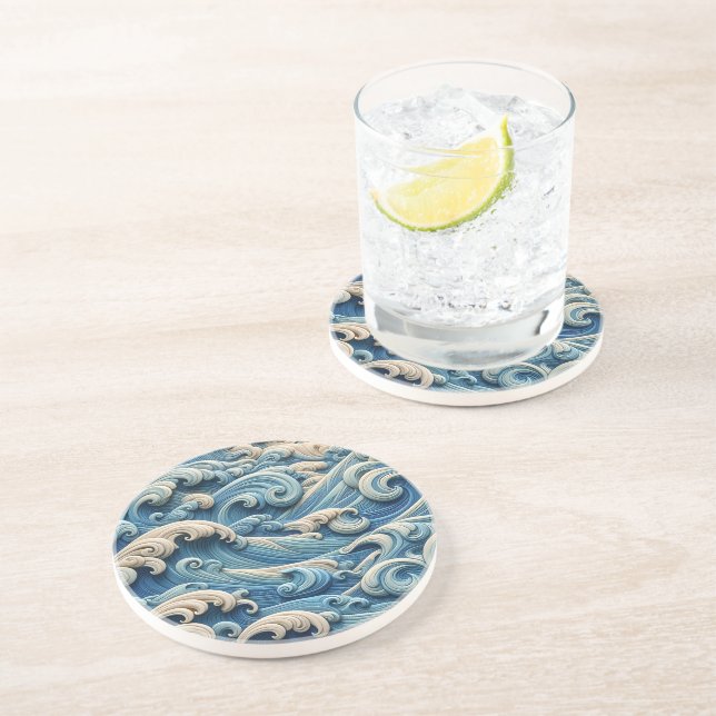 Posavasos Ocean Waves Sandstone Coaster (Lado)