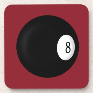 Posavasos Ocho Ball Red Poll Table Square Coasters