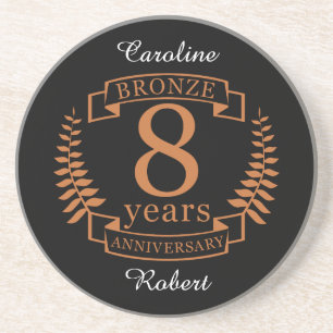 Posavasos Octavo aniversario de boda en bronce de ocho años