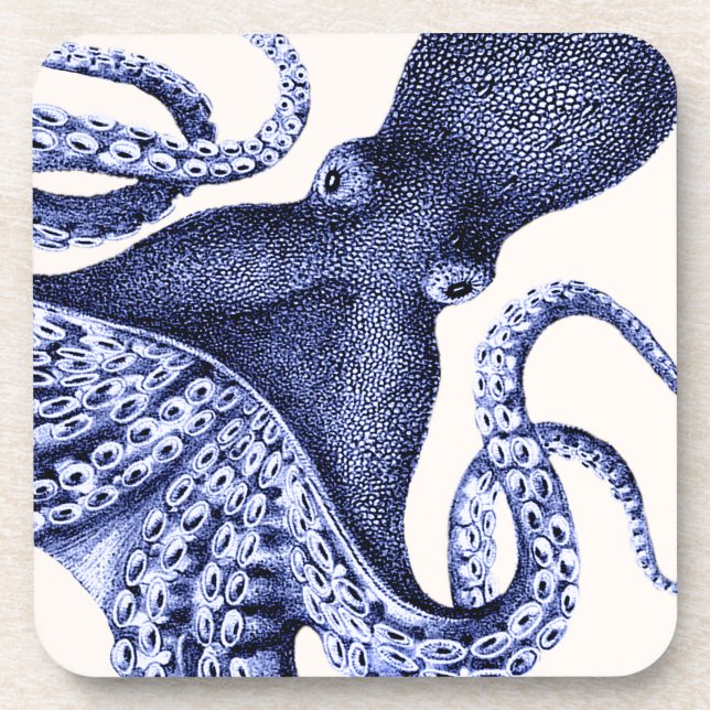 Posavasos Octopus azul paisajístico (Frente)