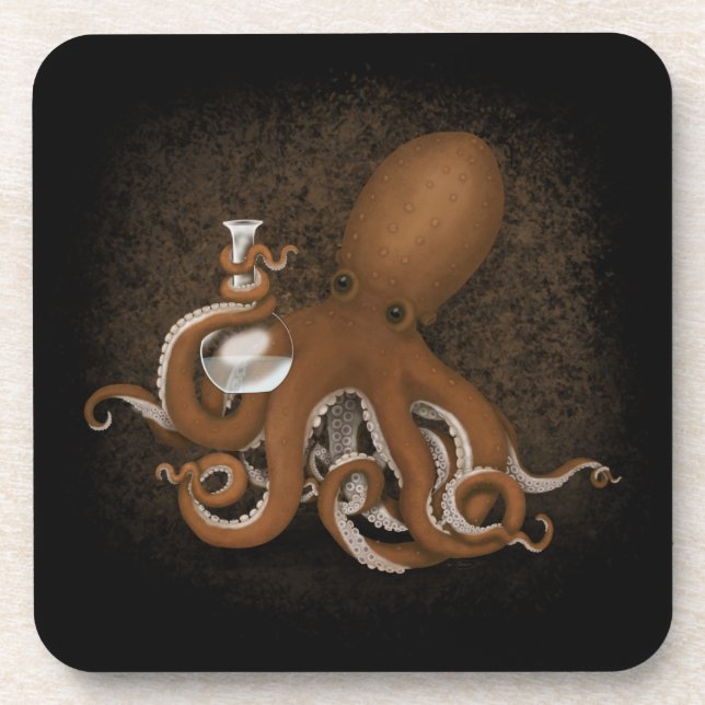 Posavasos Octopus Con Materia De Materia Química Flask Steam (Frente)