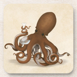 Posavasos Octopus Con Matraz Químico Steampunk Nautical