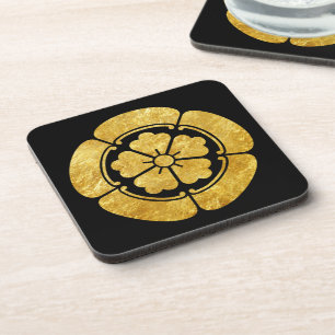 Posavasos Oda Japón Mon Kamon Arte Dorado Oriental Falso
