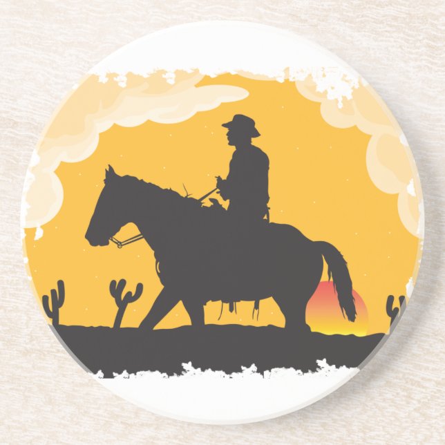 Posavasos Oeste Cowboy Cowgirl Caballos de Rodeo (Frente)