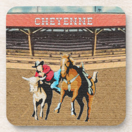 Posavasos Oeste de Cheyenne Rodeo Cowboy Steer Wrestling
