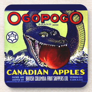 Posavasos Ogopogo Impresión de la etiqueta de la fruta de ma