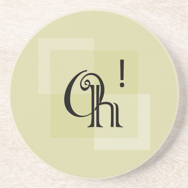 Posavasos ¡Oh! Elegante arte de tipografía moderna verde ama (Frente)