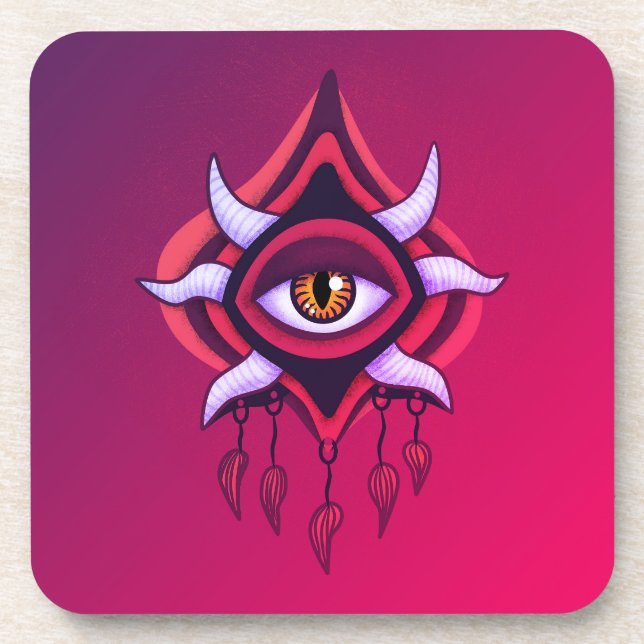 Posavasos Ojo Demonio Púrpura - Arte Oculto Gótico (Frente)