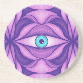 Posavasos Ojos Azules en Follaje Púrpura Arte Botánico Oscur