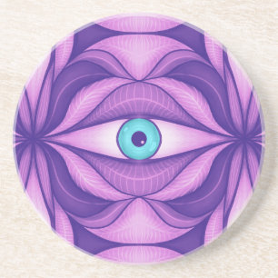 Posavasos Ojos Azules en Follaje Púrpura Arte Botánico Oscur