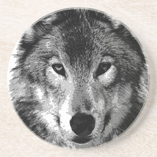 Posavasos Ojos de Lobo Blanco y Negro (Frente)
