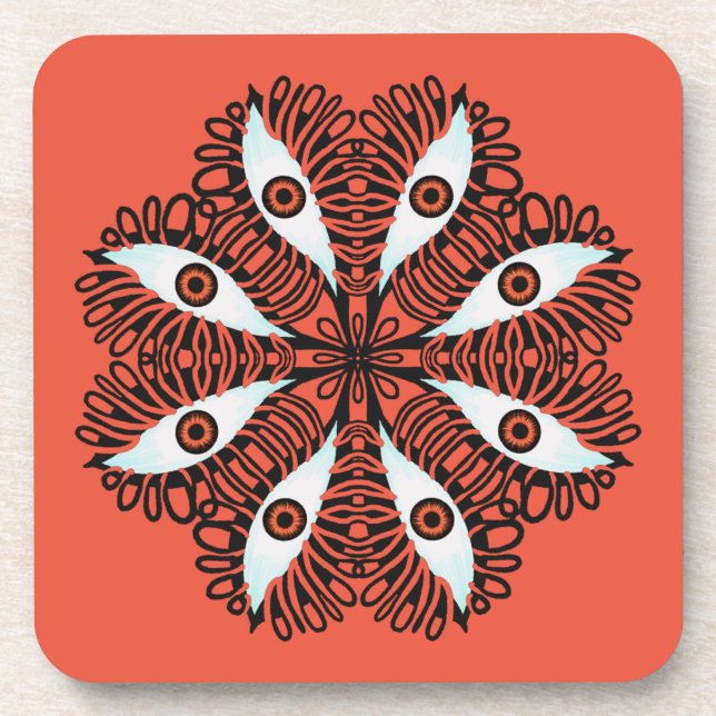 Posavasos Ojos raros y tristes rojos (Frente)