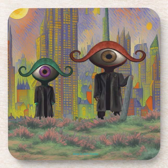Posavasos Ojos saliendo de la ciudad a pie (Frente)