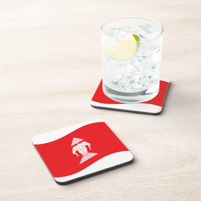 Posavasos Ola de la bandera del elefante de tres cabezas de  (Lado Derecho)