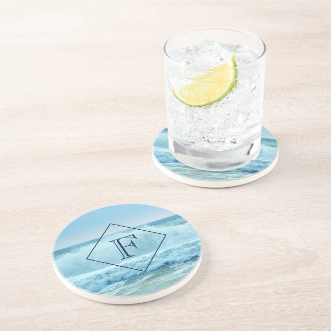 Posavasos Ola oceánica monográfica estrellándose en la orill (Lado)