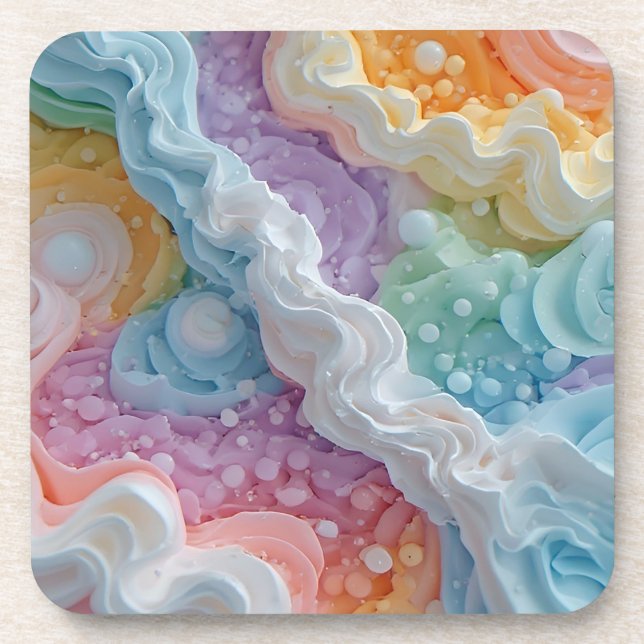 Posavasos Olas abstractas de colores pastel (Frente)