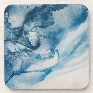 Posavasos Olas azules abstractas o nubes en crema
