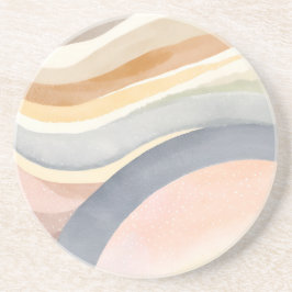 Posavasos Olas contemporáneas | Acuarela moderna neutral
