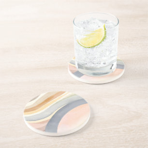 Posavasos Olas contemporáneas Acuarela moderna neutral