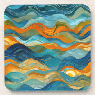 Posavasos Olas de Naranja verde azul "Bolonia"