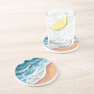 Posavasos Olas de Océano Azul Acuarela