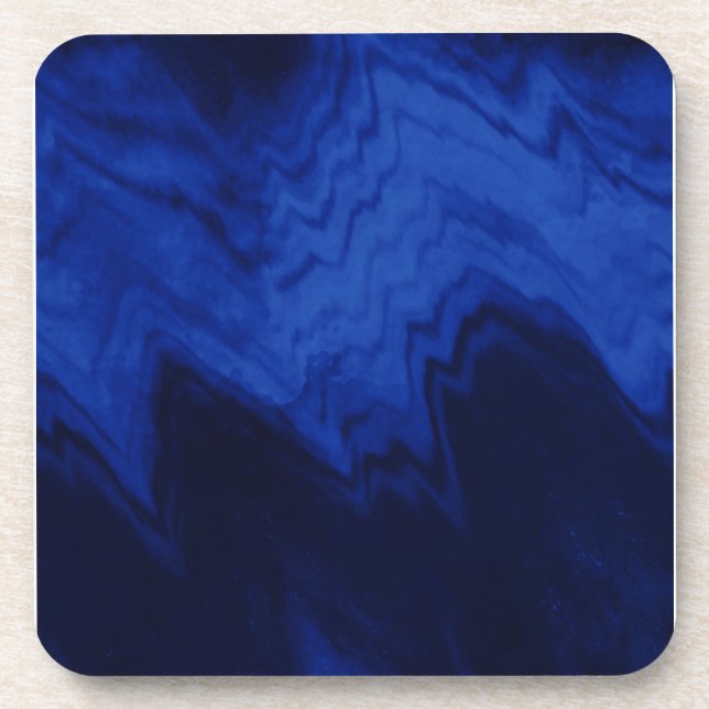 Posavasos Olas de sonido azul claro en azul oscuro (Frente)