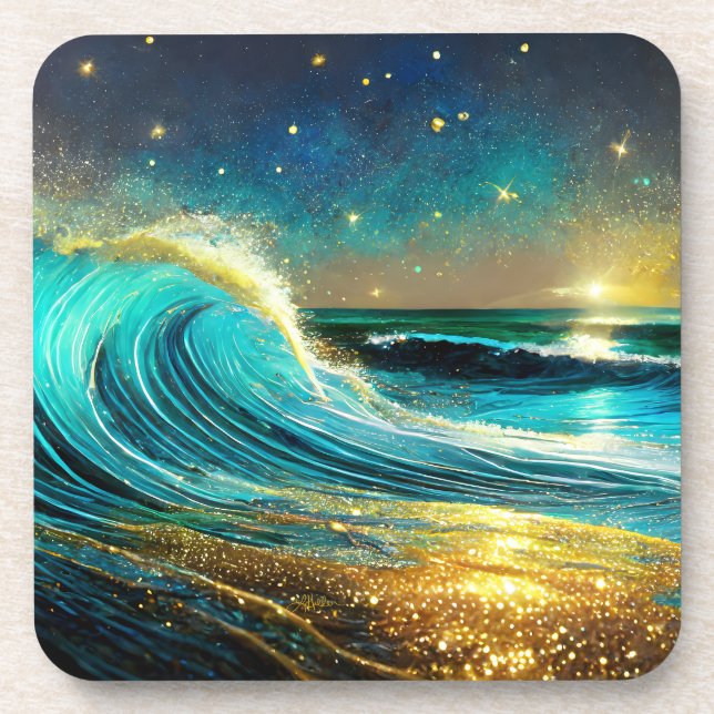 Posavasos Olas oceánicas divergentes y relucientes (Frente)