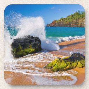 Posavasos Olas rompen en la playa, Hawaii