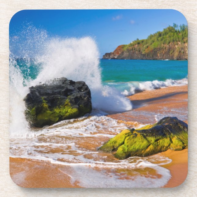 Posavasos Olas rompen en la playa, Hawaii (Frente)