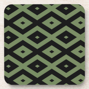 Posavasos Olive green and black diamond pattern
