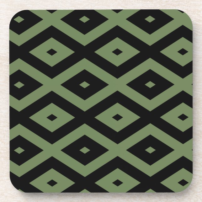 Posavasos Olive green and black diamond pattern (Frente)