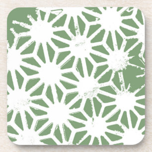 Posavasos Olive green and white geometric pattern